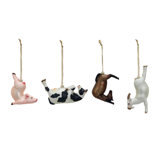 Farm Animal Yoga Holiday Ornament - Goat