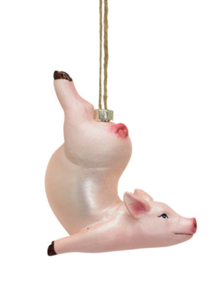 Farm Animal Yoga Holiday Ornament -Pig