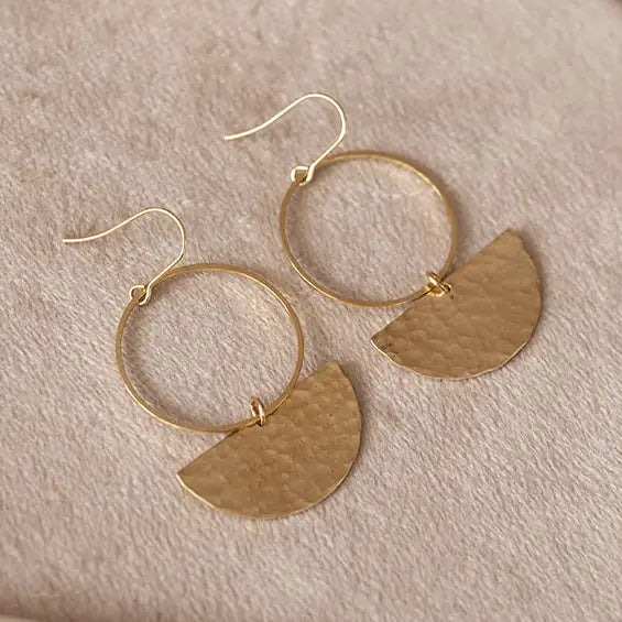 Hammered Brass Hearth Earrings