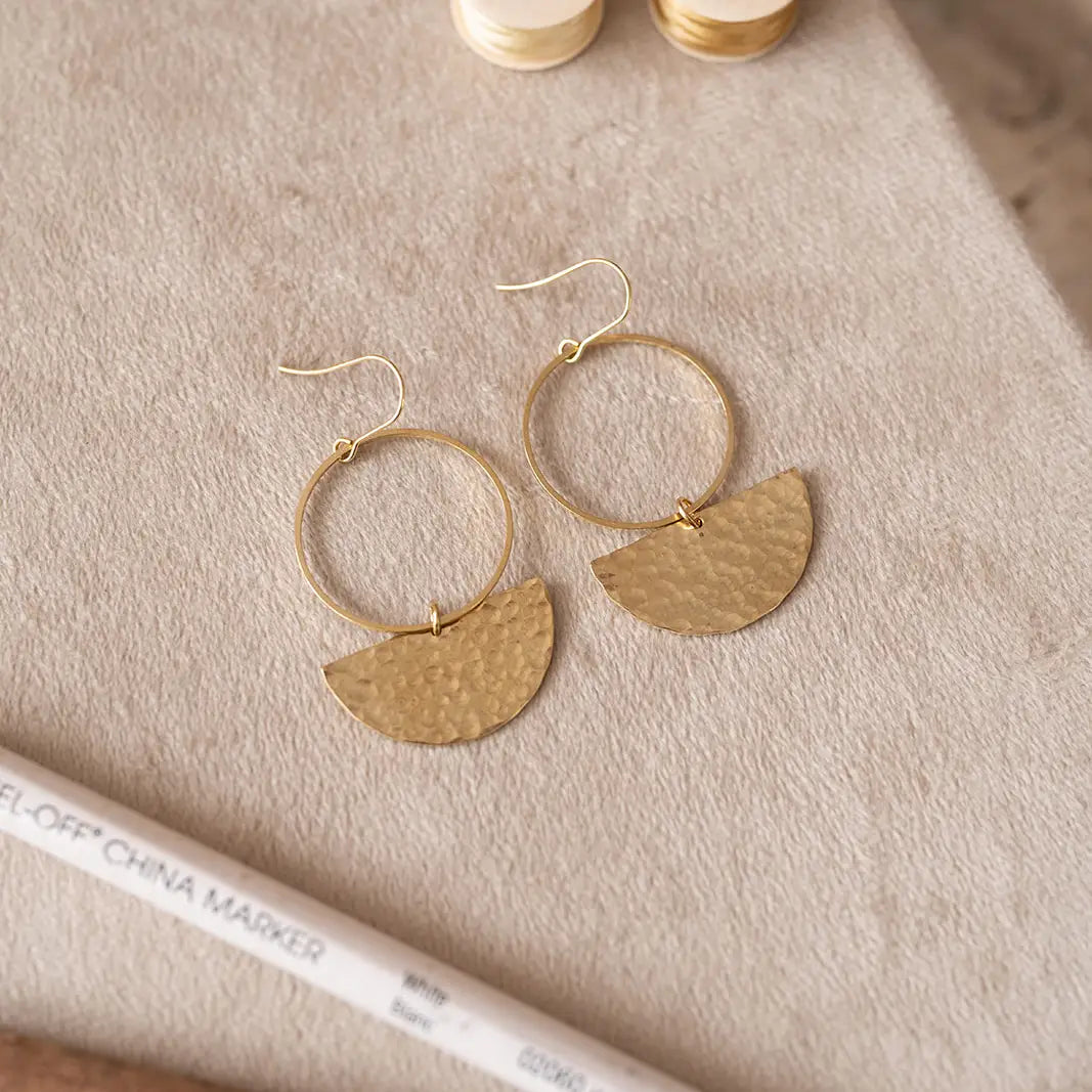 Hammered Brass Hearth Earrings