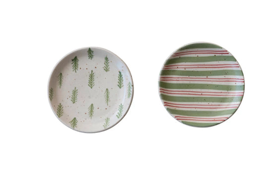 Hand-Painted Stoneware Plate - Stripes