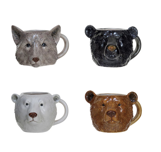 Stoneware Animal Head Mug - Black Bear