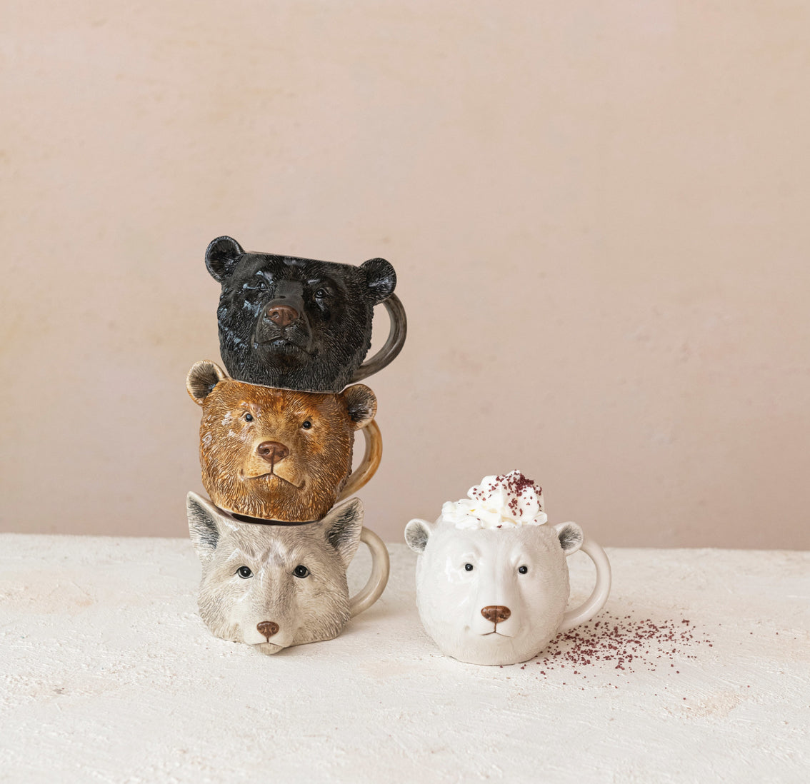 Stoneware Animal Head Mug - Polar Bear