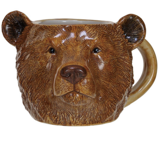 Stoneware Animal Head Mug - Brown Bear