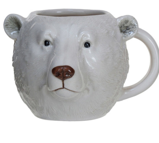 Stoneware Animal Head Mug - Polar Bear