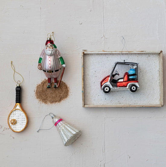 Tennis Rackett and Ball with Glitter Holiday Ornament