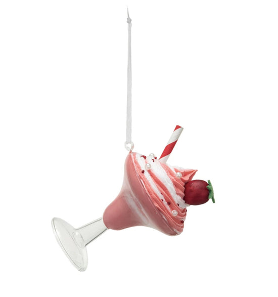 Whipped Drink with Straw Holiday Ornament