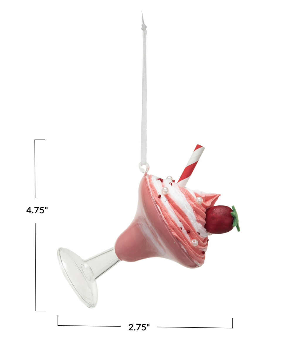 Whipped Drink with Straw Holiday Ornament