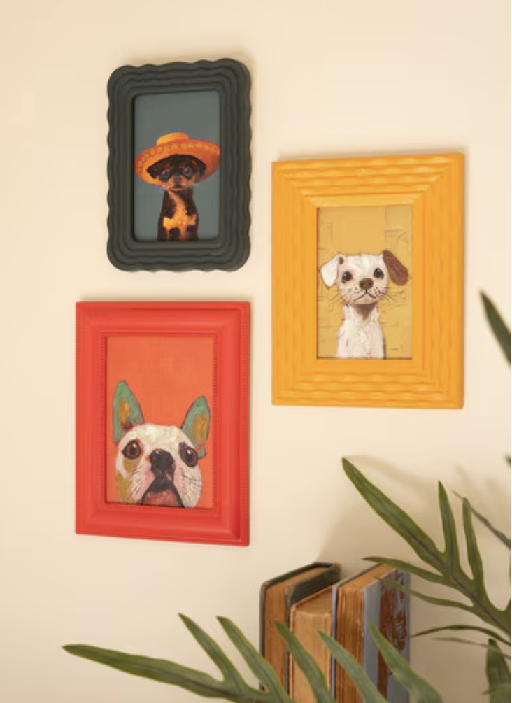 Dog Painting - White Dog with Red Frame