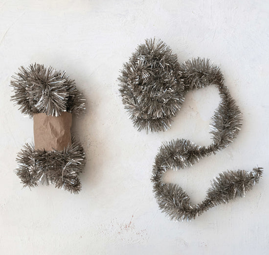 Tinsel Garland, Antique Silver Finish