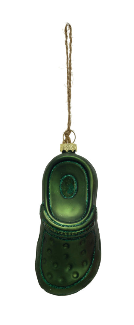 Hand Painted Garden Clog Holiday Ornament - Green