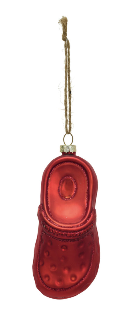 Hand Painted Garden Clog Holiday Ornament - Red