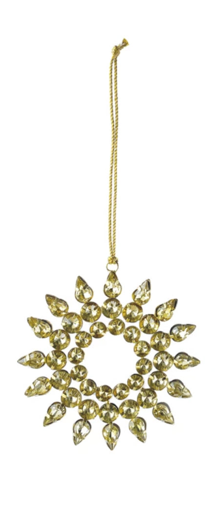 Snowflake Jewel Holiday Ornament - Gold