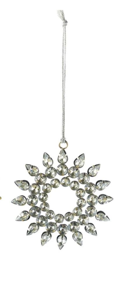 Snowflake Jewel Holiday Ornament - Silver