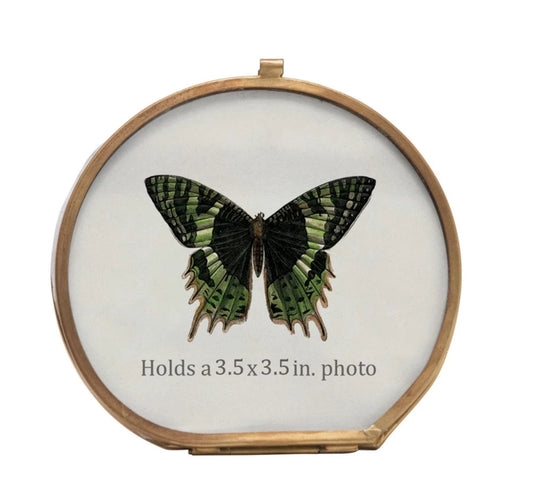 Brass Photo Frame with Butterfly Print