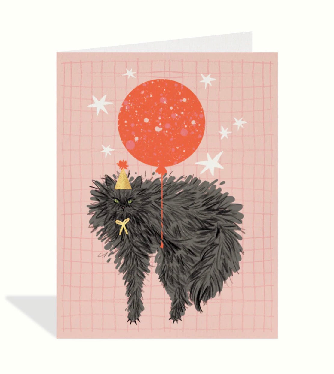 Balloon Cat Birthday Greeting Card
