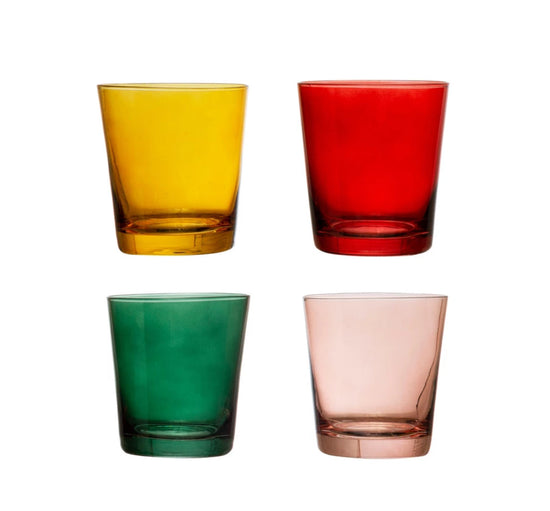 Low Ball Drinking Glass - Red