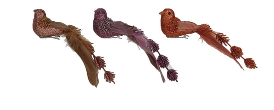 Feather Bird Clip-on Holiday Ornament - Purple