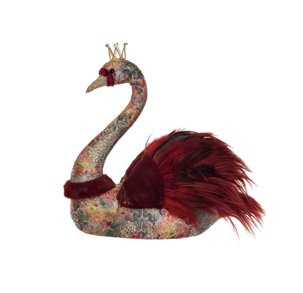 Feather Swan with Crown, Glitter & Sequins