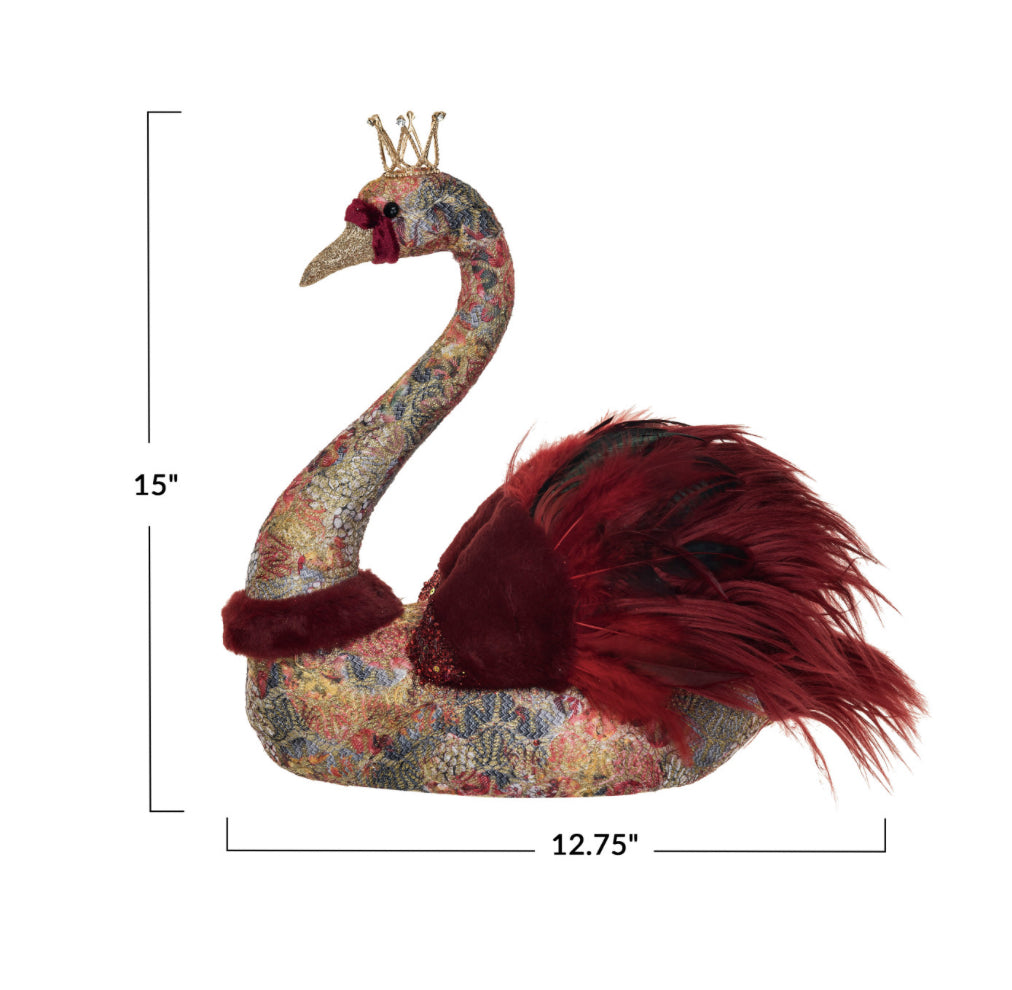 Feather Swan with Crown, Glitter & Sequins