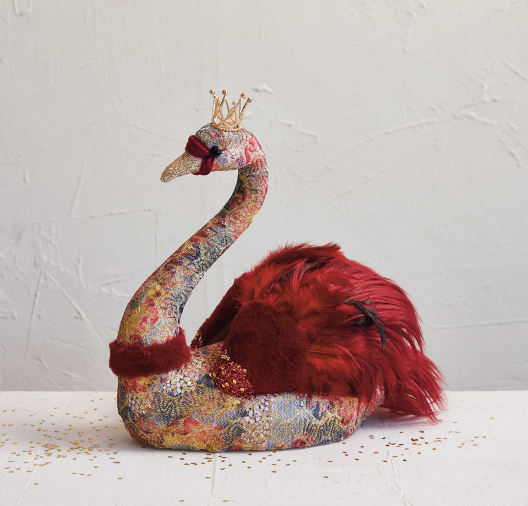 Feather Swan with Crown, Glitter & Sequins