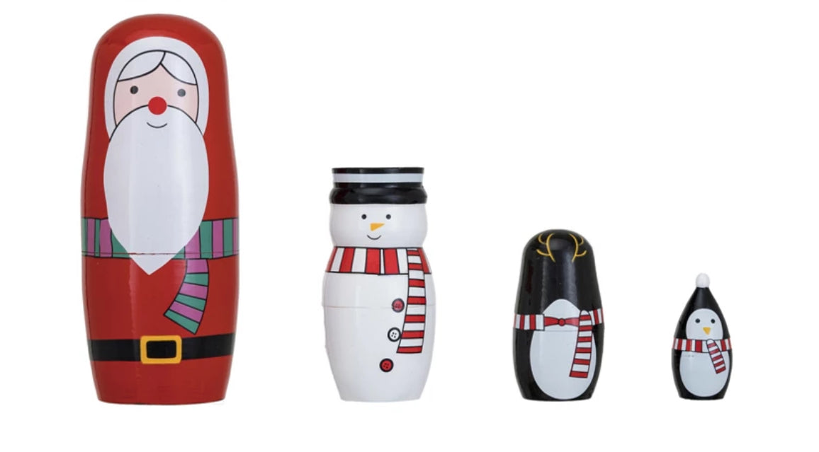 Wood Holiday Icon Nesting Dolls