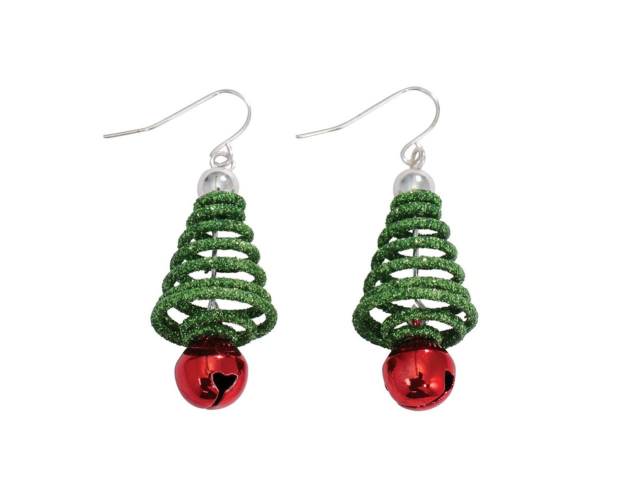 Green Tree Earrings with Jingle Bells