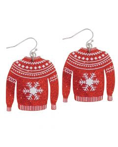 Sweater Holiday Earrings with Glitter