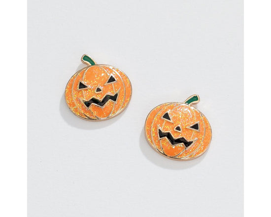 Halloween Pumpkin Earrings with Glitter