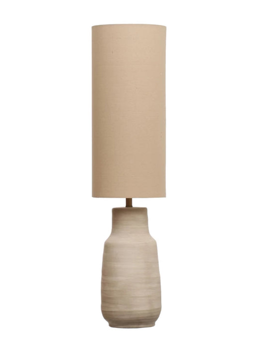 Ceramic Floor Lamp with Linen Shade - Sand