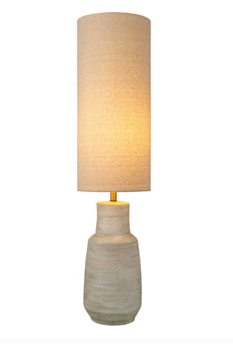 Ceramic Floor Lamp with Linen Shade - Sand