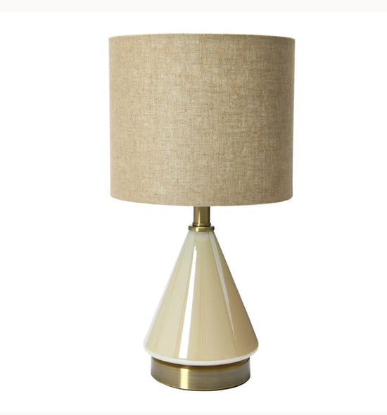 Glass Table Lamp with Linen Shade - Cream