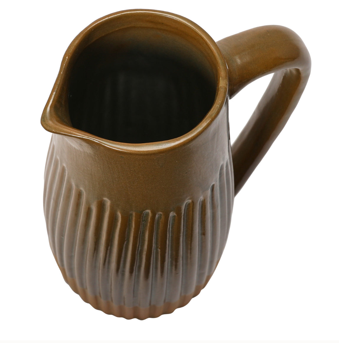 Stoneware Ribbed Pitcher - Brown