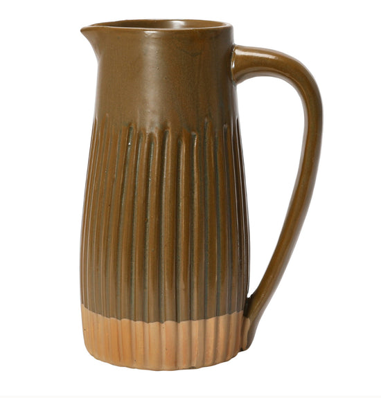 Stoneware Ribbed Pitcher - Brown