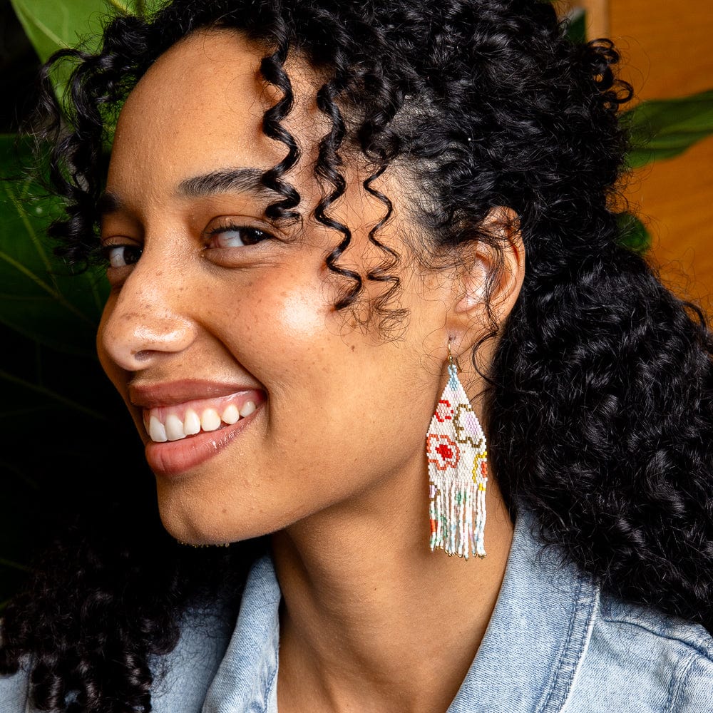 Delilah Poppies Beaded Fringe Earrings - Multi