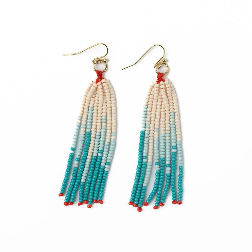 Abbey Tassel Ombre Seed Bead Earrings - Turquoise