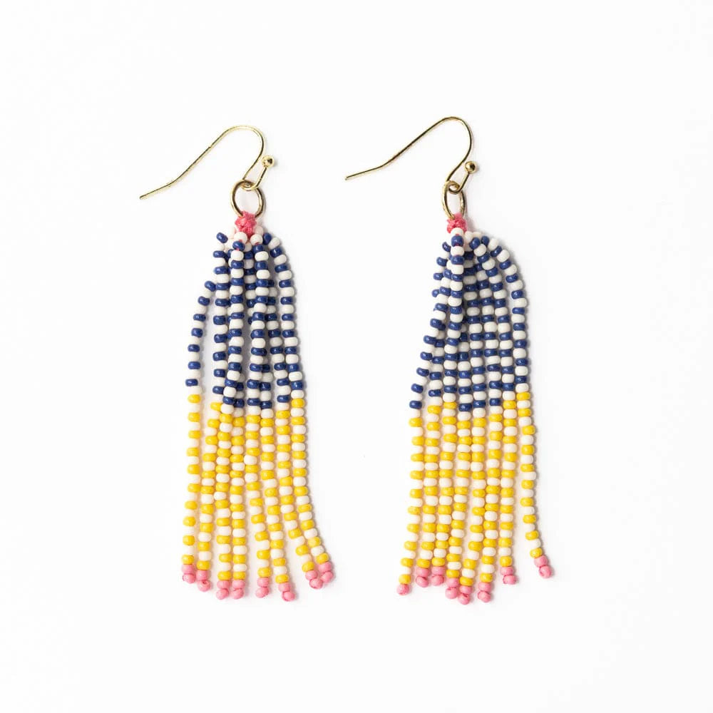 Abbey Tassel Ombre Seed Bead Earrings - Yellow