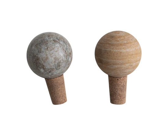 Marble & Cork Bottle Stopper - Tan