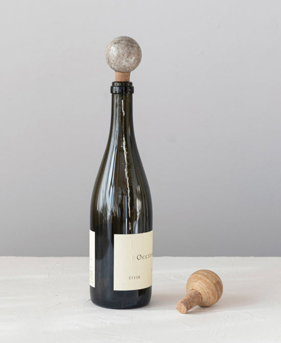 Marble & Cork Bottle Stopper - Tan