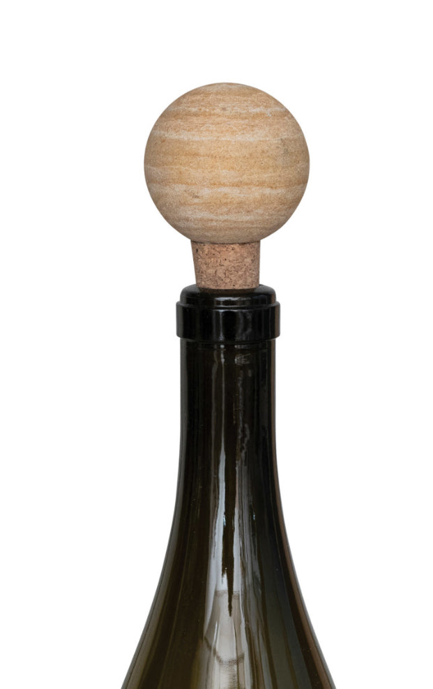 Marble & Cork Bottle Stopper - Tan