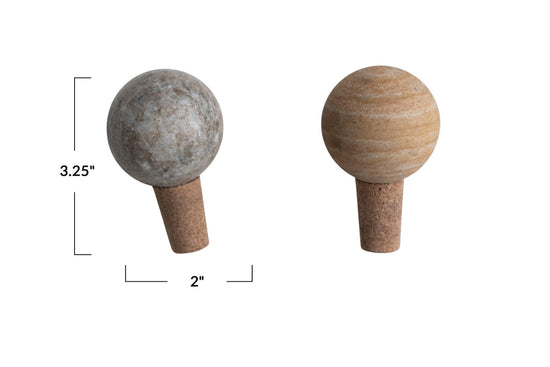 Marble & Cork Bottle Stopper - Grey