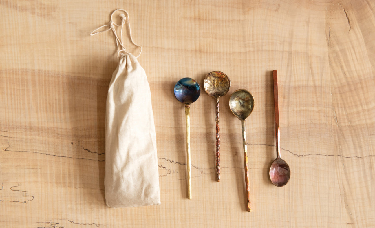Hand-Forged Copper Spoons - Set of 4