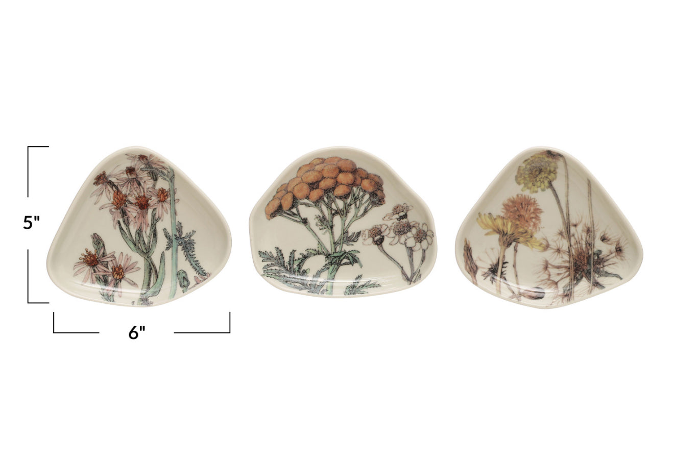 Stoneware Dish with Florals - Pink & Yellow