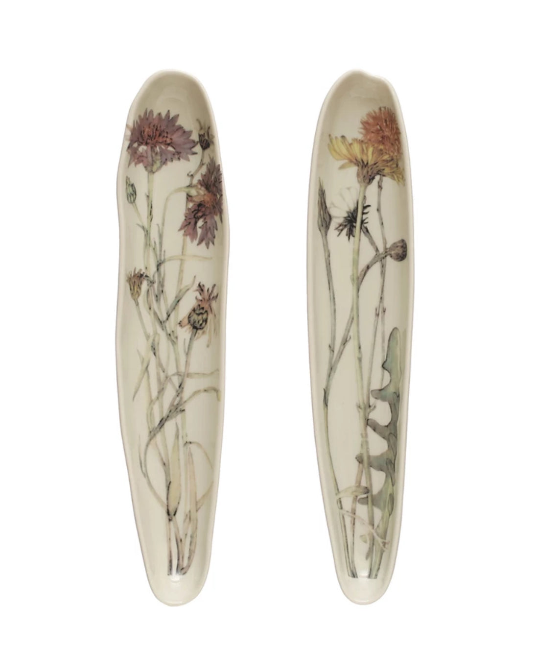 Stoneware Platter with Florals - Yellow