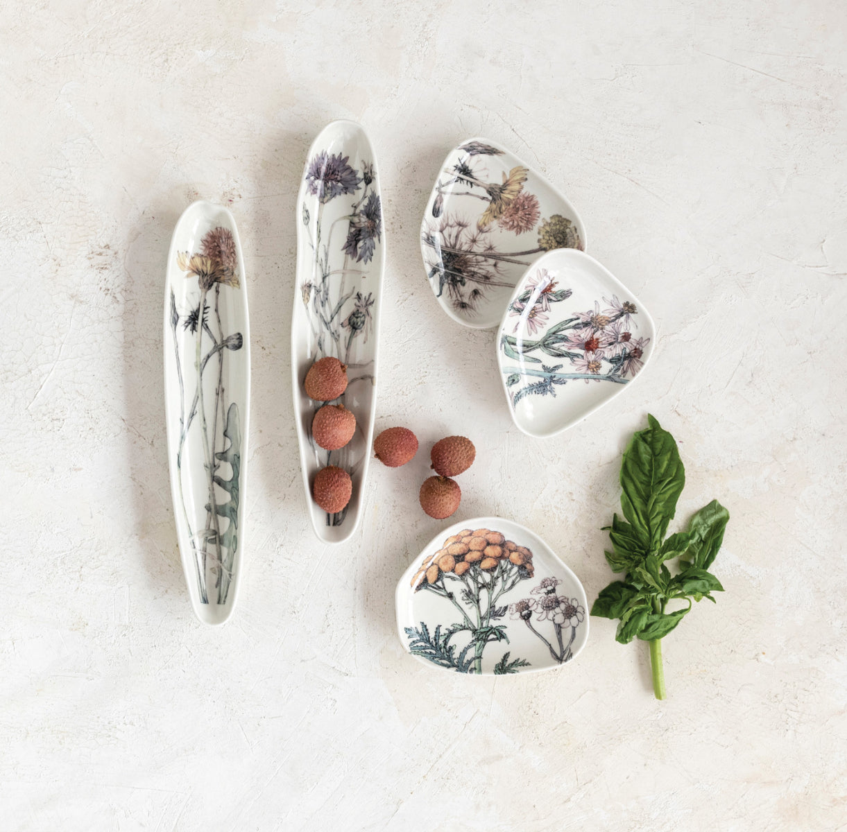 Stoneware Platter with Florals - Yellow
