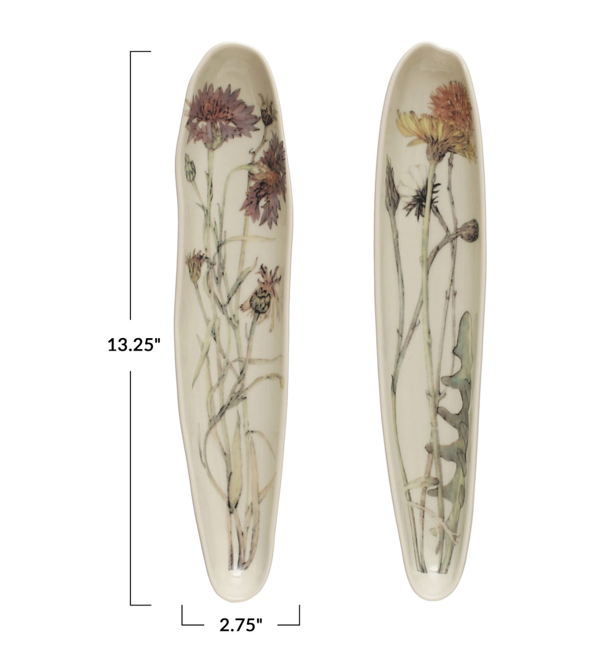 Stoneware Platter with Florals - Yellow