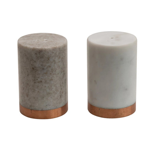 Marble Salt & Pepper Shakers with Copper Base