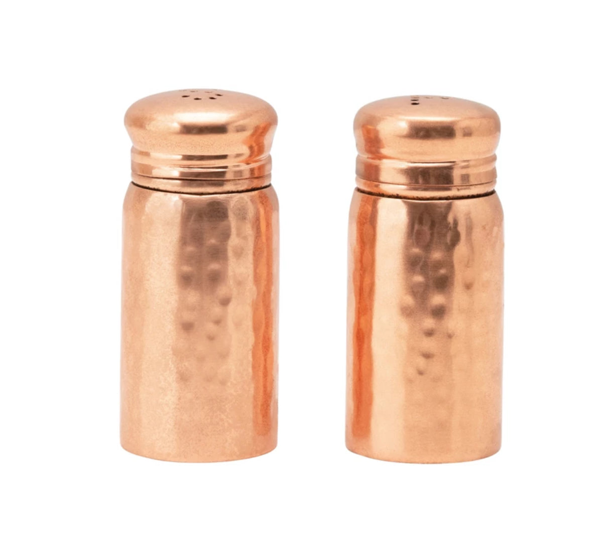 Hammered Salt & Pepper Shakers - Copper Finish