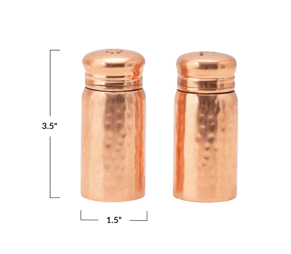 Hammered Salt & Pepper Shakers - Copper Finish