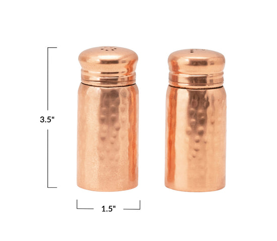 Hammered Salt & Pepper Shakers - Copper Finish